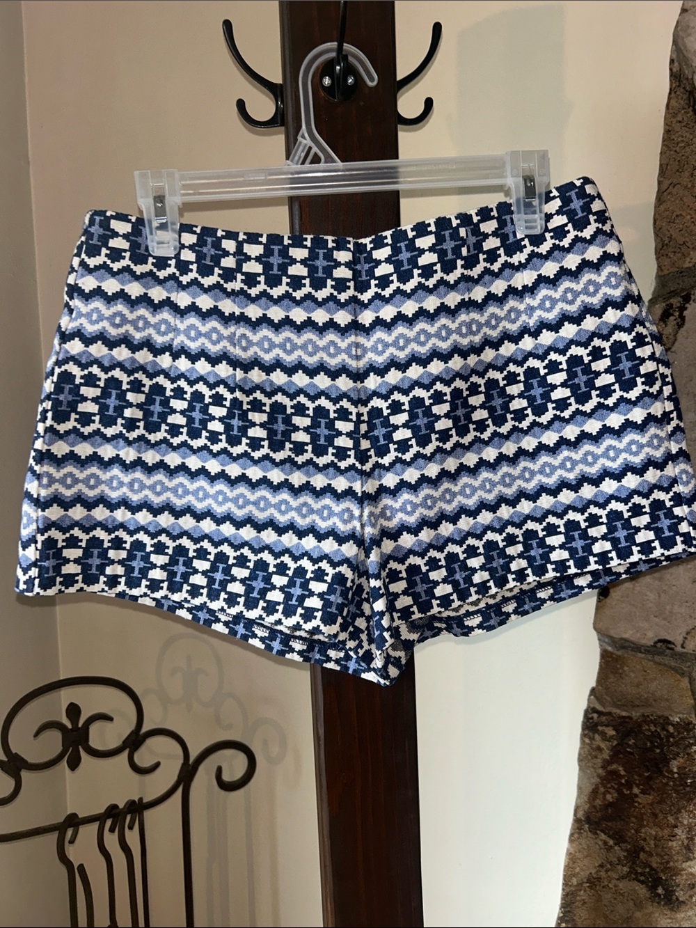 Forever 21 Navy and White Patterned High Waist Shorts
